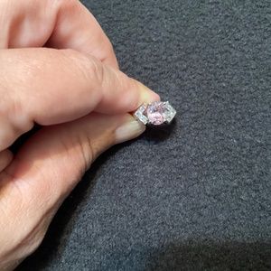 Ring, pink and white stones, costume jewelry
